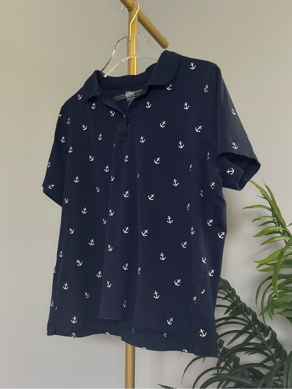 ☀️Kim Rogers Navy Polo with White Anchor Print⚓️
